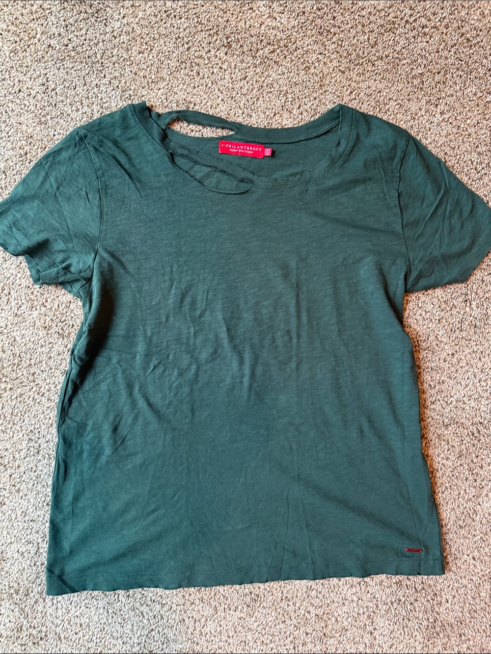 Philanthropy | Dark Green Short-Sleeve Distressed Crew Tee
